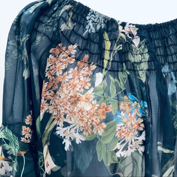 ⭐️Tempo Paris⭐️Silk Chiffon 3/4 Bell Sleeve Blouse - Picture 8 of 12